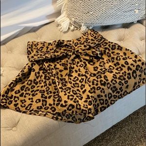 High waisted leopard boutique shorts with tie